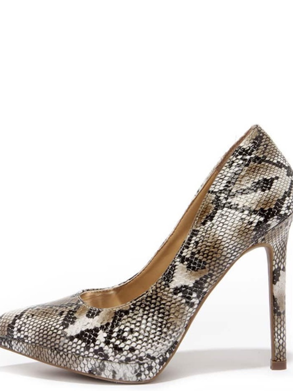 Report Tashi Natural Snake-Print Pointed Toe Platform Pump High Heels - Size 7.5 - Picture 2 of 7